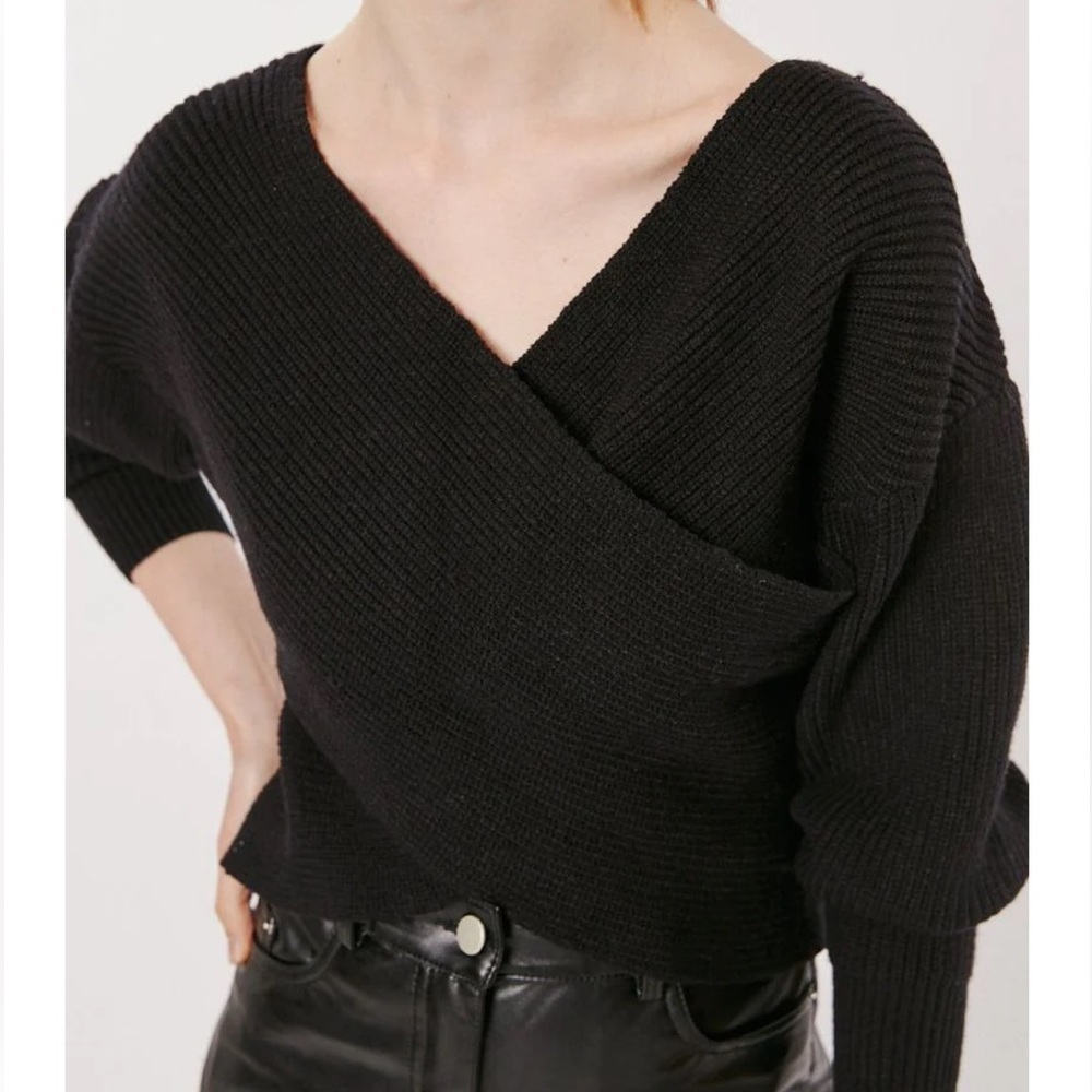 Deluc Cross Front Sweater Black Size Small